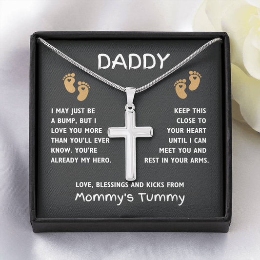 To My Daddy From Mommy's Tummy Cross Necklace